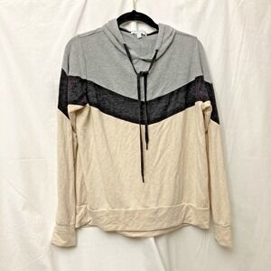 P.J. Salvage Women Gray/Black/Cream Hoodie/Long Sleeve Pajama Lounge‎ Top - SZ M